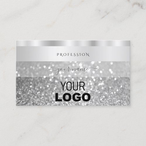 Glamorous Silver Sparkling Glitter Add Logo Luxury Business Card