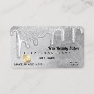 Glamorous Silver Thick Glitter Drips Gift Credit Business Card