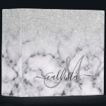 Glamorous Silver White Glitter Marble Gradient 3 Ring Binder<br><div class="desc">This elegant and girly design perfect for the trendy and stylish fashionista. It features a faux printed silver sparkly glitter ombre gradient on top of a black and white marble stone pattern background. It's glamorous, chic, luxurious, modern, and classy. ***IMPORTANT DESIGN NOTE: For any custom design request such as matching...</div>