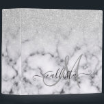 Glamorous Silver White Glitter Marble Gradient 3 Ring Binder<br><div class="desc">This elegant and girly design perfect for the trendy and stylish fashionista. It features a faux printed silver sparkly glitter ombre gradient on top of a black and white marble stone pattern background. It's glamorous, chic, luxurious, modern, and classy. ***IMPORTANT DESIGN NOTE: For any custom design request such as matching...</div>