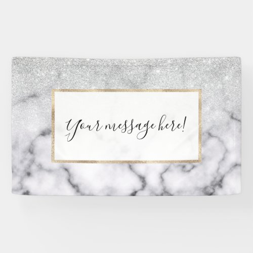 Glamorous Silver White Glitter Marble Gradient Banner