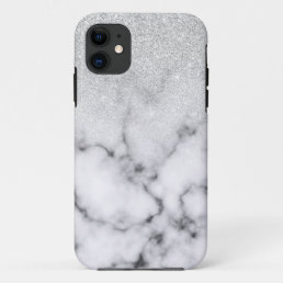 Glamorous Silver White Glitter Marble Gradient iPhone 11 Case