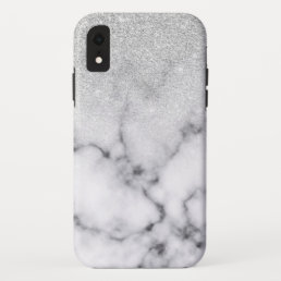 Glamorous Silver White Glitter Marble Gradient iPhone XR Case