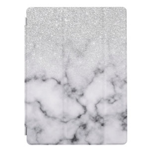 Glamorous Silver White Glitter Marble Gradient iPad Pro Cover