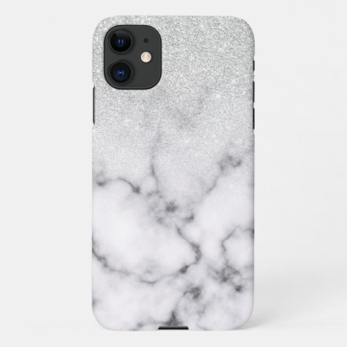 Glamorous Silver White Glitter Marble Gradient iPhone 11 Case