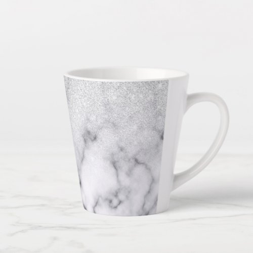 Glamorous Silver White Glitter Marble Gradient Latte Mug