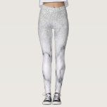 Glamorous Silver White Glitter Marble Gradient Leggings<br><div class="desc">This elegant and girly design perfect for the trendy and stylish fashionista. It features a faux printed silver sparkly glitter ombre gradient on top of a black and white marble stone pattern background. It's glamorous, chic, luxurious, modern, and classy. ***IMPORTANT DESIGN NOTE: For any custom design request such as matching...</div>