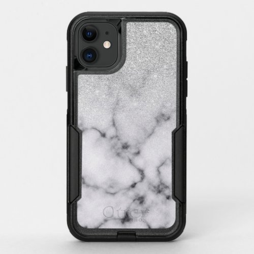 Glamorous Silver White Glitter Marble Gradient OtterBox Commuter iPhone 11 Case