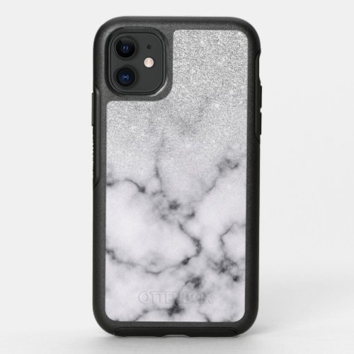 Glamorous Silver White Glitter Marble Gradient OtterBox Symmetry iPhone 11 Case