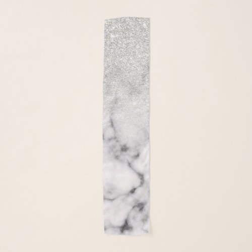 Glamorous Silver White Glitter Marble Gradient Scarf