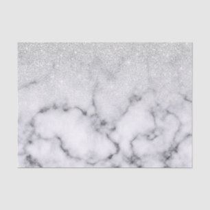 Glamorous Silver White Glitter Marble Gradient Tissue Paper