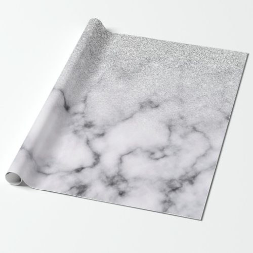 Glamorous Silver White Glitter Marble Gradient Wrapping Paper