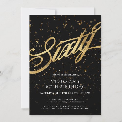 Glamorous Sixty 60th Faux Foil Confetti Black Gold