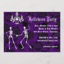Glamorous Skeletons Halloween Costume Party purple Invitation