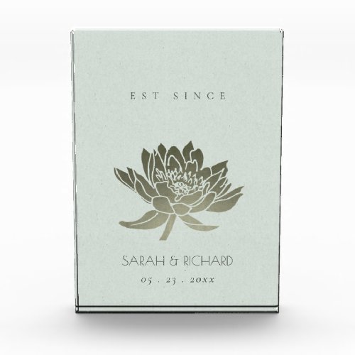 GLAMOROUS SKY BLUE SILVER LOTUS SAVE THE DATE GIFT PHOTO BLOCK