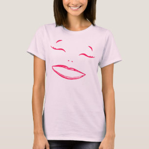 Glamorous smile pink red ladies t-shirt
