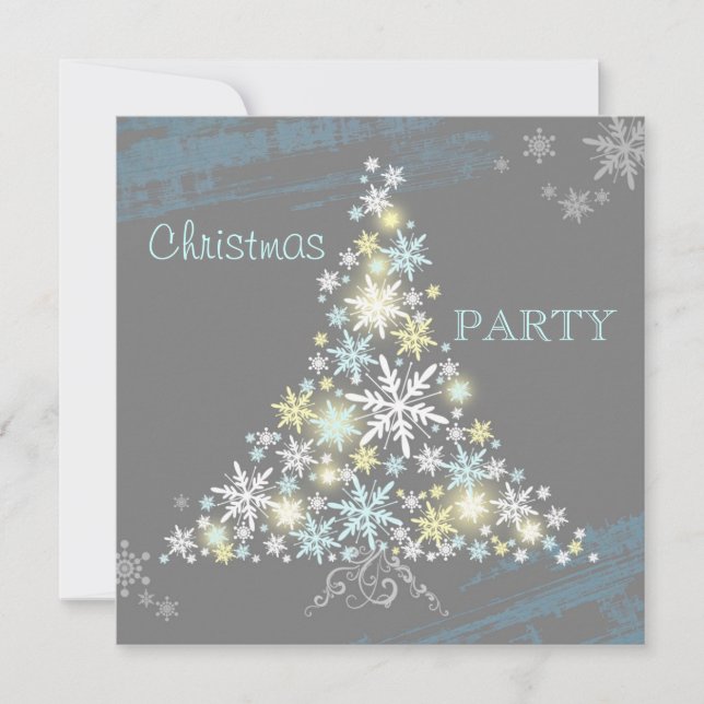 Glamorous Snowflake Tree Christmas Party Invitation (Front)
