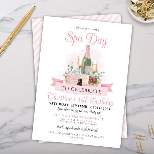 Glamorous Spa Day Champagne Bridal 21st Birthday Invitation