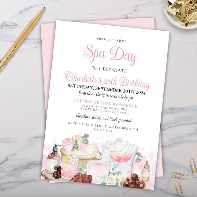 Glamorous Spa Day Chocolate Adult Bridal Birthday Invitation (Glamorous glitz and glam spa day chocolate cocktails mocktails birthday party bridal invitations)