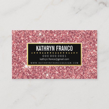 Glamorous Sparkle Cute Stylish Gold Pink Glitter Business Card