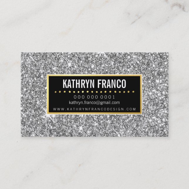 GLAMOROUS SPARKLE cute stylish gold silver glitter Business Card (Front)