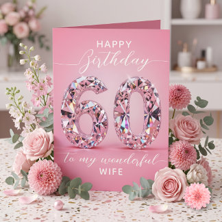 Glamorous Sparkling Pink Diamond 60th Birthday Card