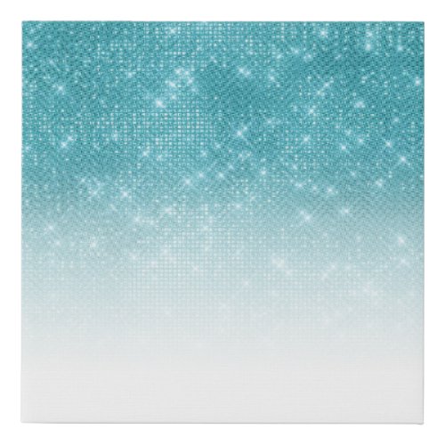 Glamorous Sparkly Aqua Blue Glitter Sequin Ombre Faux Canvas Print