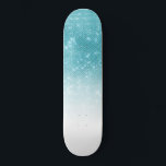 Glamorous Sparkly Aqua Blue Glitter Sequin Ombre Skateboard<br><div class="desc">This chic and glamorous design is perfect for the trendy and stylish woman. It depicts a faux printed sparkly aqua blue glitter sequin and white ombre gradient. It's modern, girly, pretty, and cool ***IMPORTANT DESIGN NOTE: For any custom design request such as matching product requests, color changes, placement changes, or...</div>