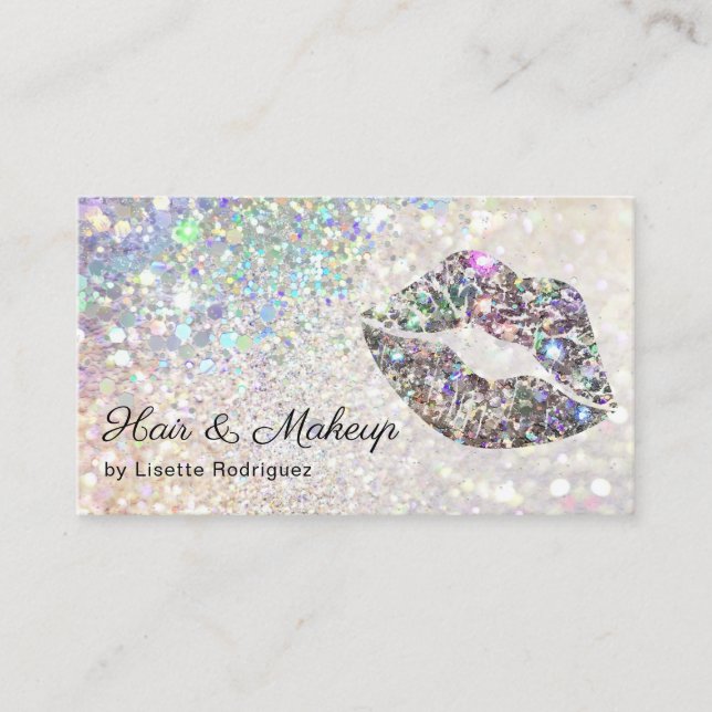 Glamorous Sparkly Glitter Lip Gloss Kiss Business Card (Front)
