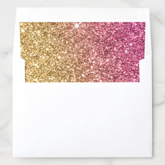GLAMOROUS sparkly glitter luxe gold pink Envelope Liner (In Envelope)