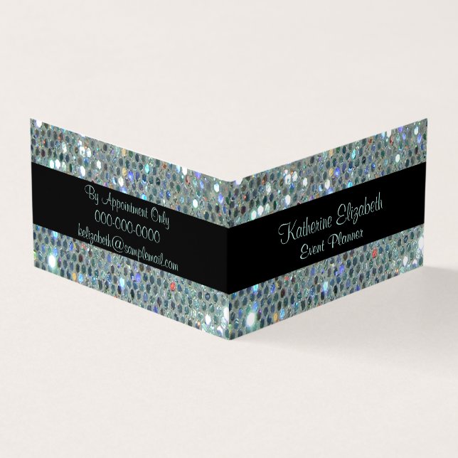 Glamorous Sparkly Glittery Glitzy Silver Bling Business Card (Outside)