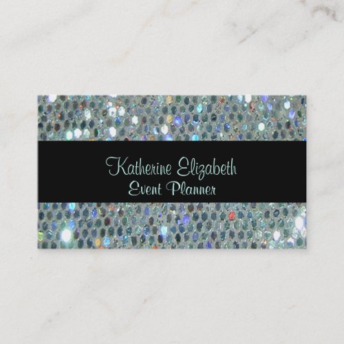 Glamorous Sparkly Glittery Glitzy Silver Bling Business Card