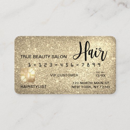 Glamorous Sparkly Gold Glitter Credit Card Hair