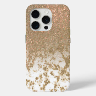 Glamorous Sparkly Gold Glitter Marble iPhone 15 Pro Case