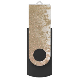 Glamorous Sparkly Gold Glitter Marble Flash Drive