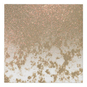 Glamorous Sparkly Gold Glitter Marble Ombre Faux Canvas Print