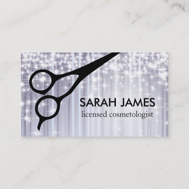 glamorous sparkly hairstylist hair stylist silver appointment card (Front)