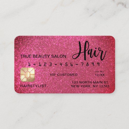 Glamorous Sparkly Pink Glitter Credit Card Hair