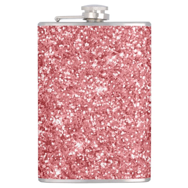 Glamorous Sparkly Pink Glitter  Flask (Front)