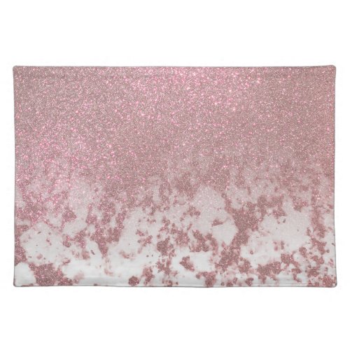 Glamorous Sparkly Rose Gold Glitter Marble Ombre Cloth Placemat