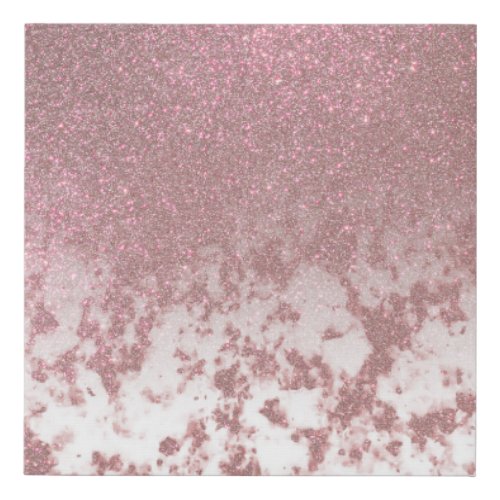 Glamorous Sparkly Rose Gold Glitter Marble Ombre Faux Canvas Print