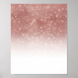 Glamorous Sparkly Rose Gold Glitter Sequin Ombre Poster