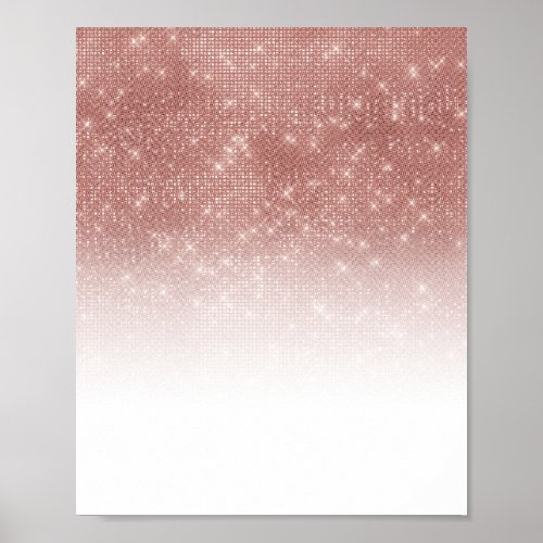 Glamorous Sparkly Rose Gold Glitter Sequin Ombre Poster