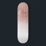 Glamorous Sparkly Rose Gold Glitter Sequin Ombre Skateboard<br><div class="desc">This chic and glamorous design is perfect for the trendy and stylish woman. It depicts a faux printed sparkly rose gold glitter sequin and white ombre gradient. It's modern, girly, pretty, and cool. ***IMPORTANT DESIGN NOTE: For any custom design request such as matching product requests, color changes, placement changes, or...</div>