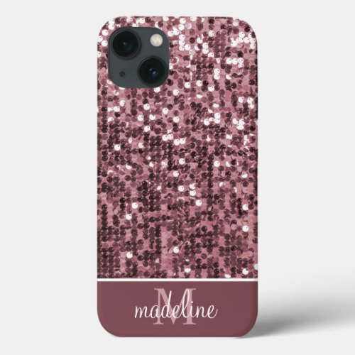 Glamorous Sparkly Rose SequinGlitter Name  iPhone 13 Case