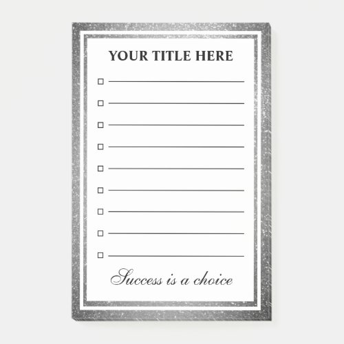 Glamorous sparkly silver glitter checkbox lined post_it notes