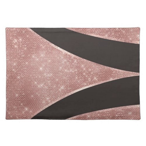 Glamorous Sparkly Silver Rose Gold Glitter Geo Cloth Placemat