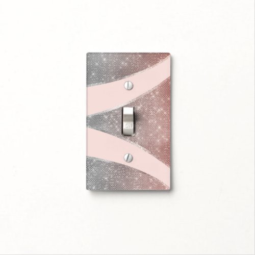 Glamorous Sparkly Silver Rose Gold Glitter Geo Light Switch Cover