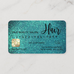 Glamorous Sparkly Teal Glitter Credit Card Hair