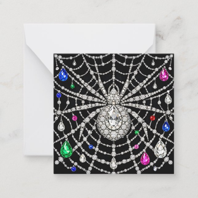 Glamorous Spider Bejewelled Diamond design  Note Card (Front)
